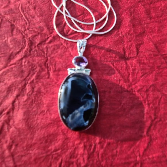 Pietersite pendant necklace in sterling silver-Genuine Pietersite pendant - Picture 3 of 4